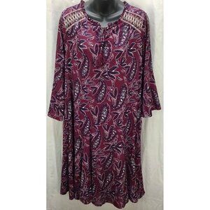 Style & Company Dress Plus 0X Purple Paisley Women